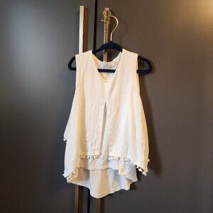 HIGH LOW POM POM TRIMMED TOP FOR TODDLERS